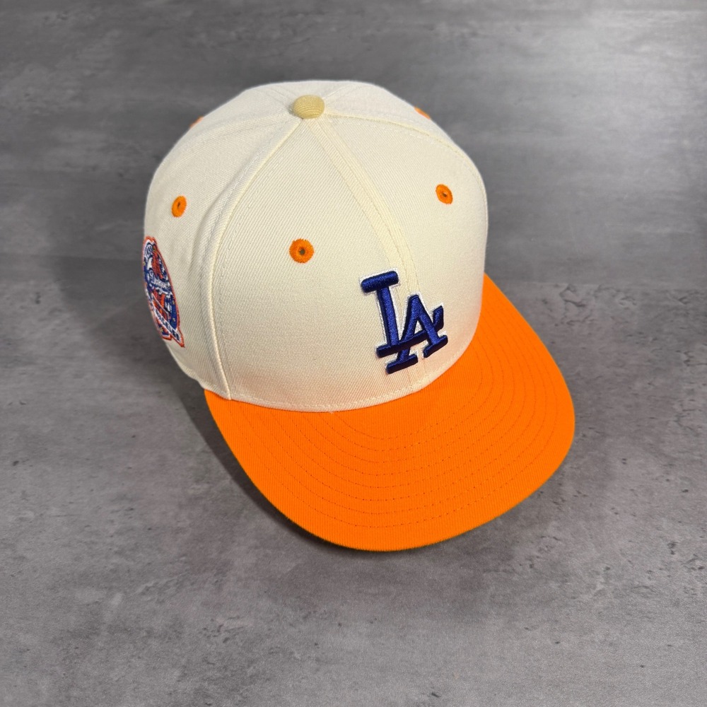 New Era Los Angeles Dodgers Hat 7 1/8 Kolashampan‎ Mag Park Off White Orange Cap